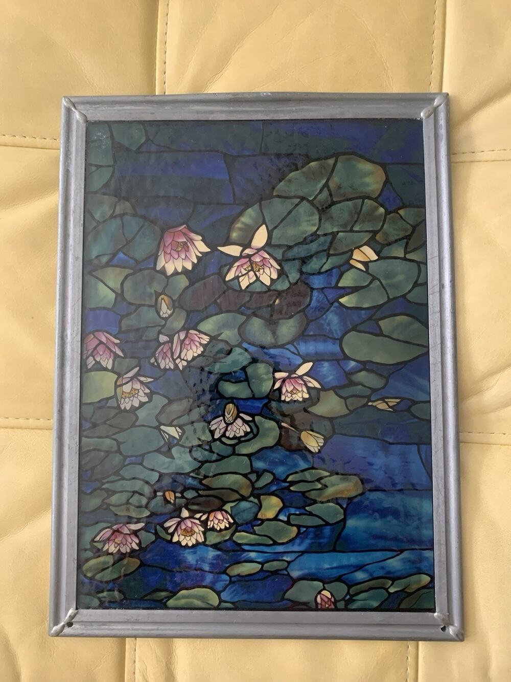 Vintage Glassmasters Water Lily Pond Stained Glass Tiffany Monet Panel (1988)